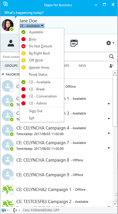 SfB Client Presence List