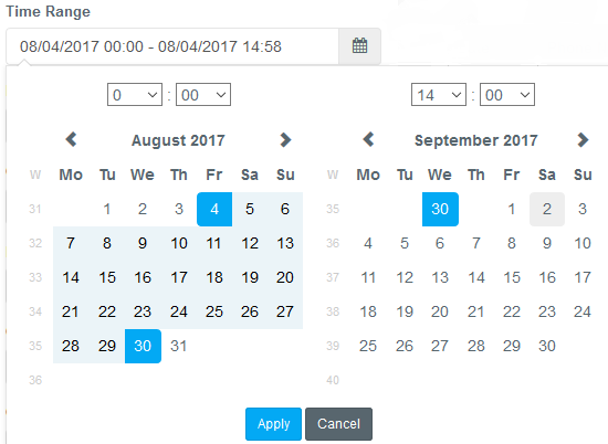 Filter time-range selector