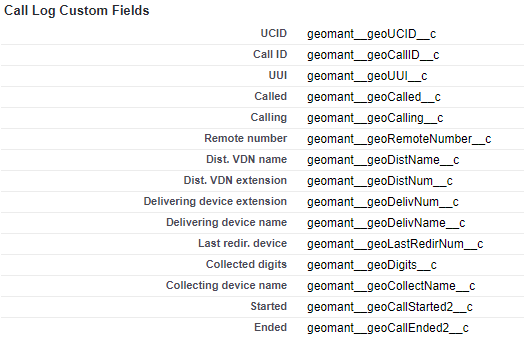 Call Log information is saved to these fields