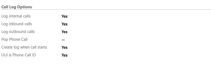 Call Logging Options