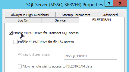 SQL Filestream Config 1