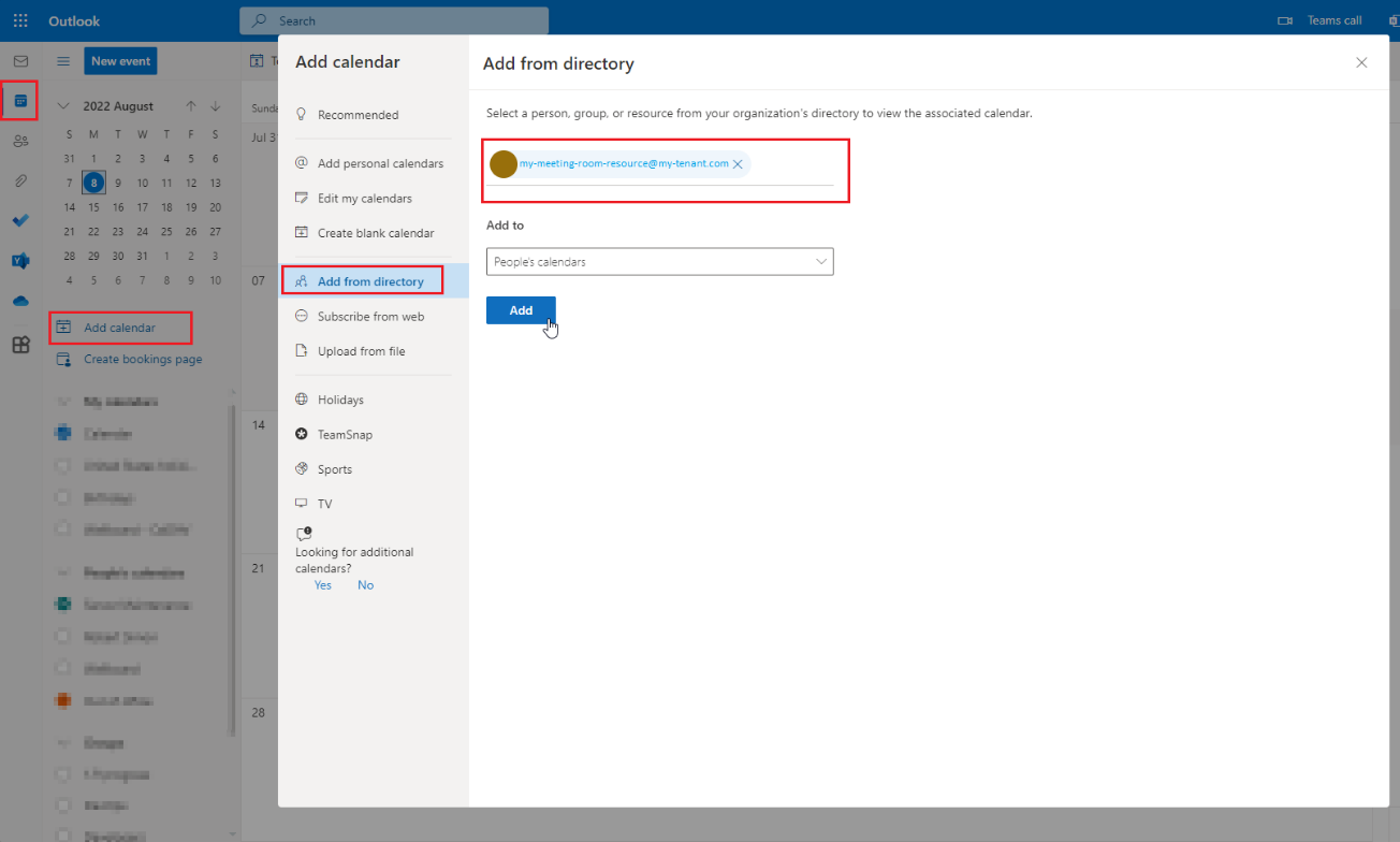 How To Create And Connect An O365 Shared Calendar Room Resource To